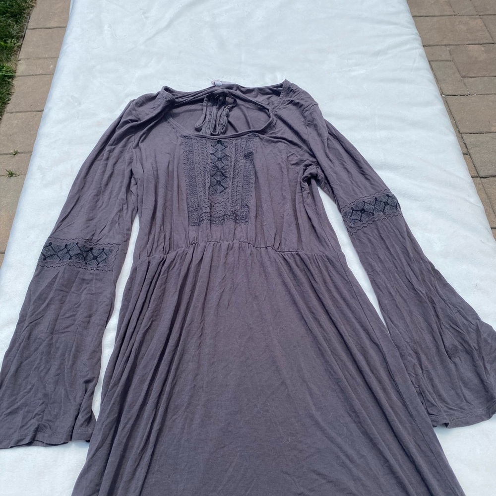 Knox Rose Gray Buttoned Long Sleeve Sundress